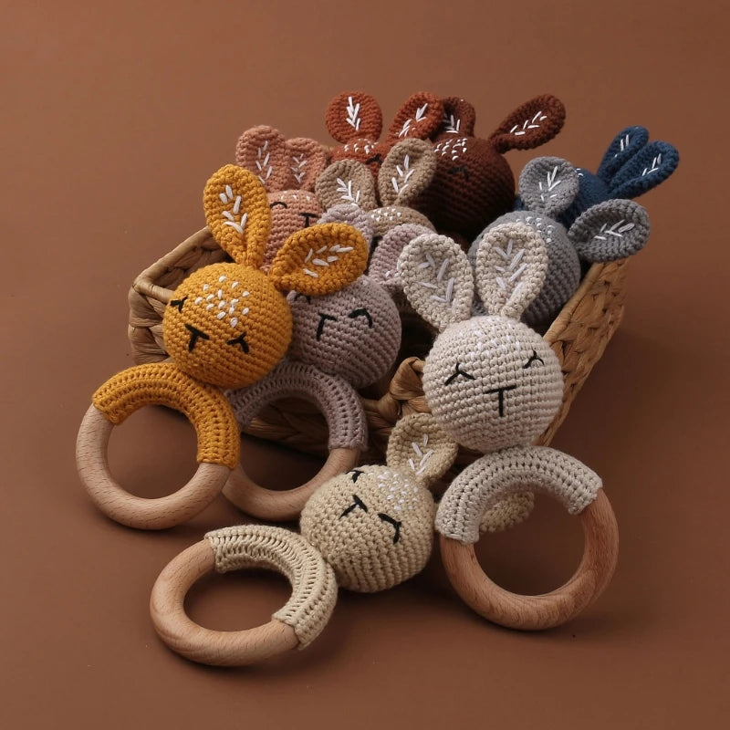 Wooden Bunny Crochet Rattle - Naia Boutique