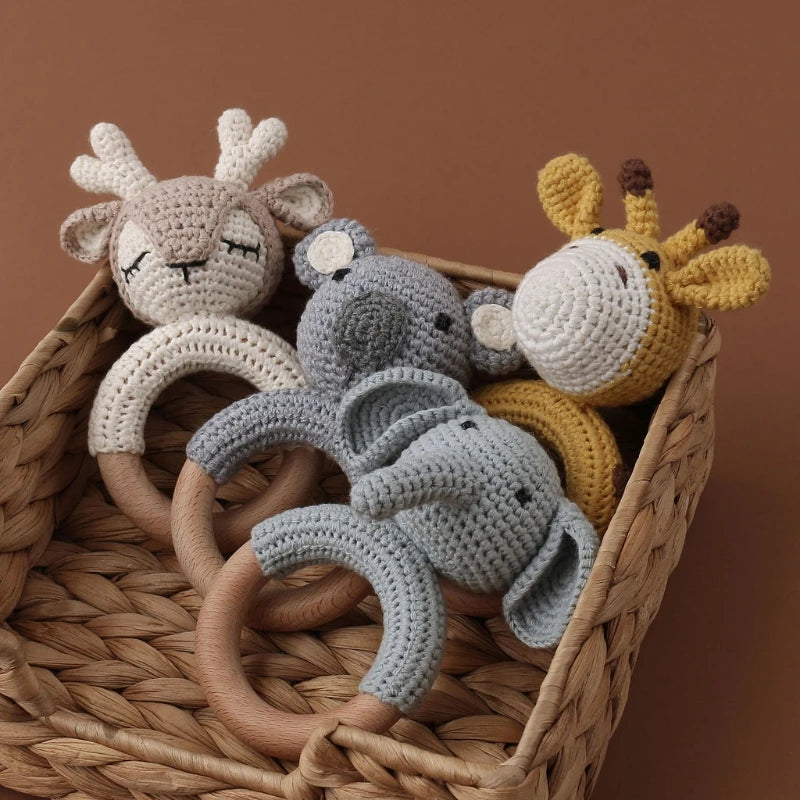 Wooden Bunny Crochet Rattle - Naia Boutique