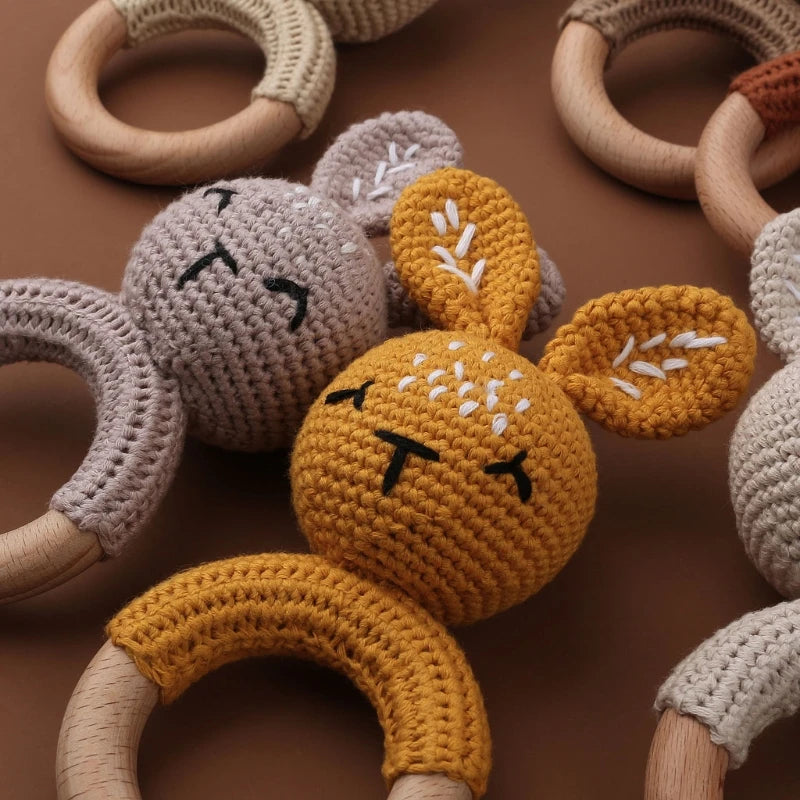 Wooden Bunny Crochet Rattle - Naia Boutique