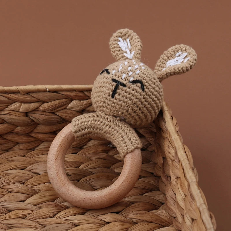 Wooden Bunny Crochet Rattle - Naia Boutique