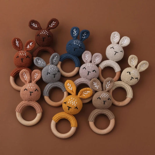 Wooden Bunny Crochet Rattle - Naia Boutique