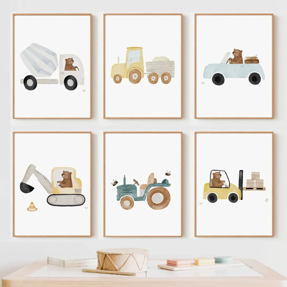 Bear and Builders Canvas Wall Art - Naia Boutique