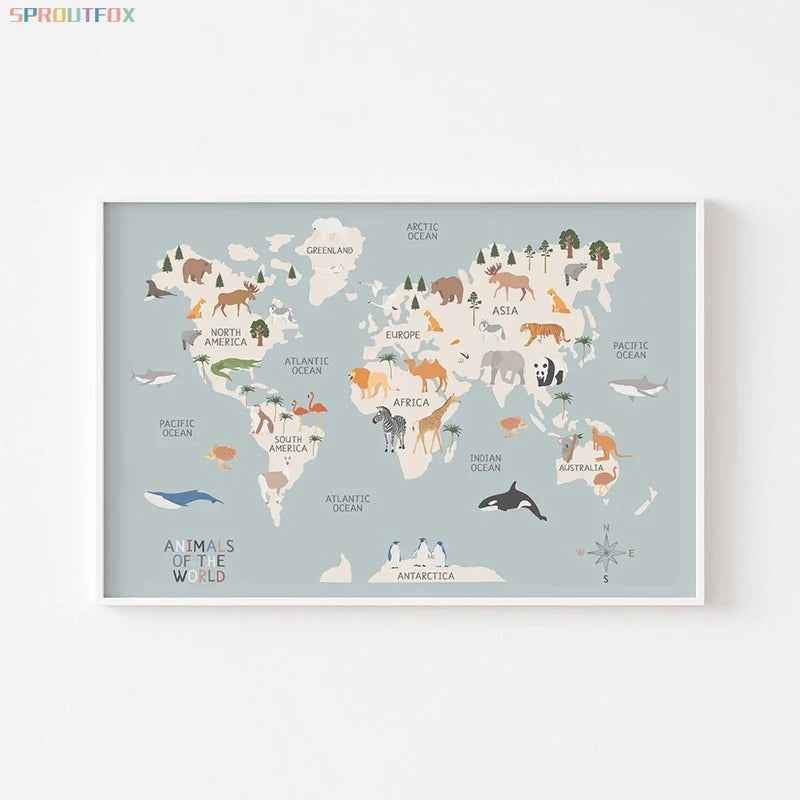 Adventure Awaits World Map Canvas - Naia Boutique