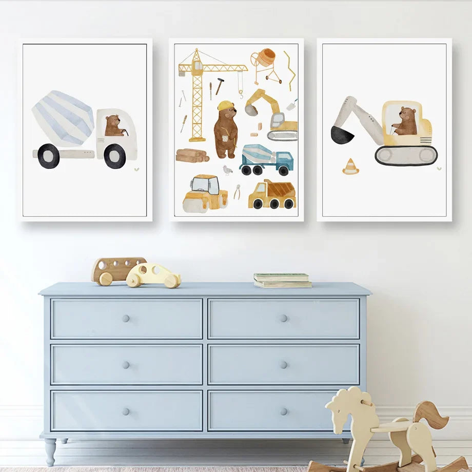 Bear and Builders Canvas Wall Art - Naia Boutique