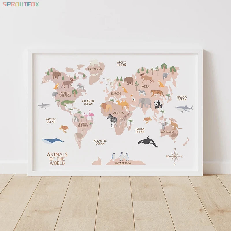 Adventure Awaits World Map Canvas - Naia Boutique