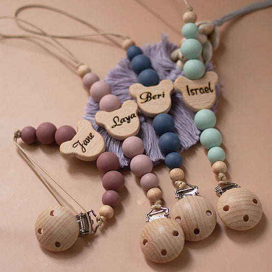 Personalized Wooden Pacifier Clip with Name - Naia Boutique