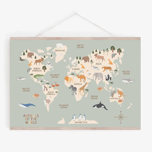 Adventure Awaits World Map Canvas - Naia Boutique